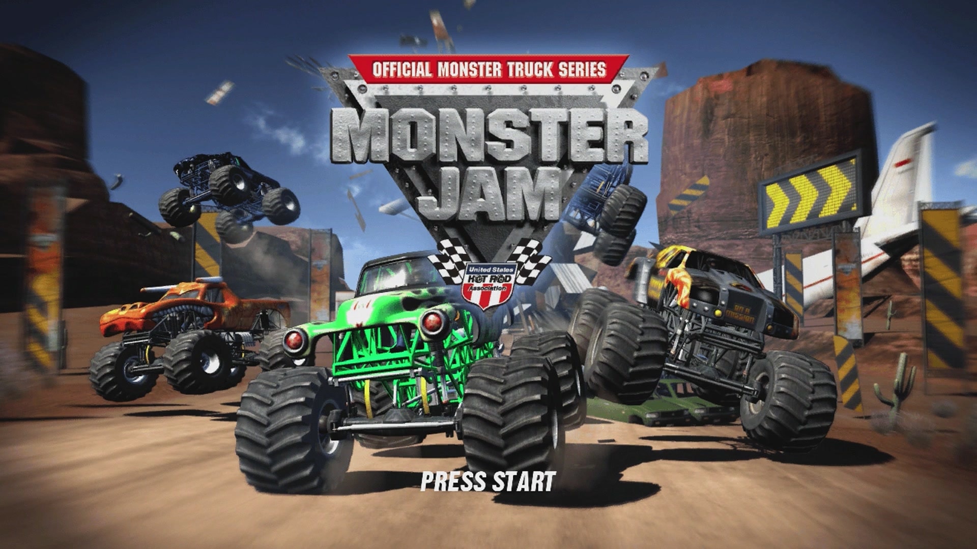Monster Jam title screen for Xbox 360